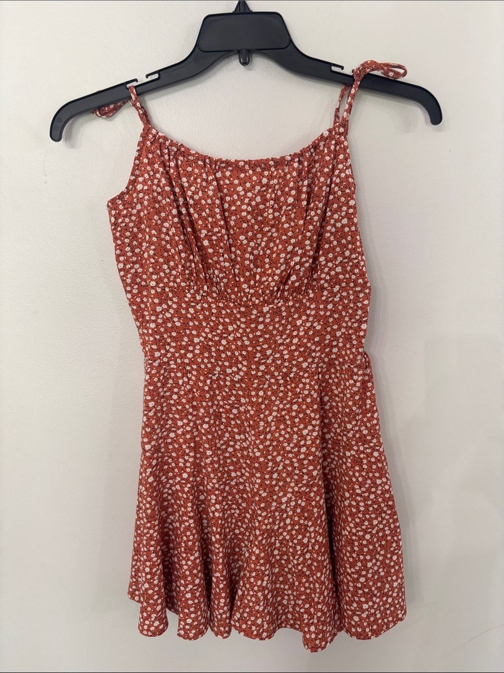 Source Unknown Rust Floral Sundress Romper